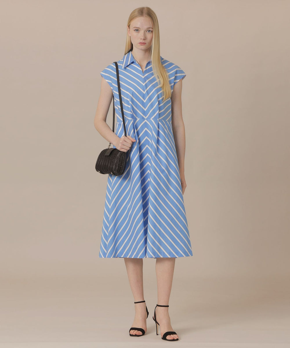 WEB・一部店舗限定】コットンシルクストライプワンピース(ワンピース