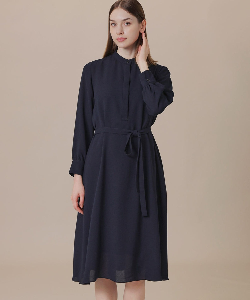 マッキントッシュ ロンドン ネイビー 長袖 ワンピース ポリエステルジョーゼットワンピース(ワンピース)｜MACKINTOSH LONDON