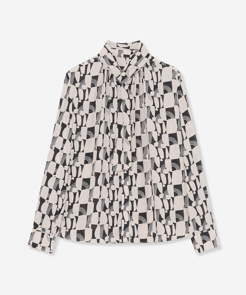 婦人画報11月号掲載】レトロタイルプリントブラウス(トップス