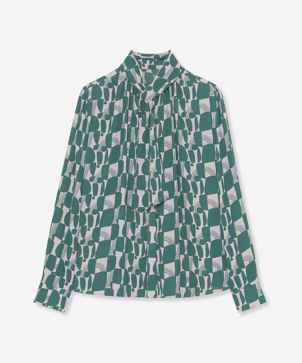 婦人画報11月号掲載】レトロタイルプリントブラウス(トップス