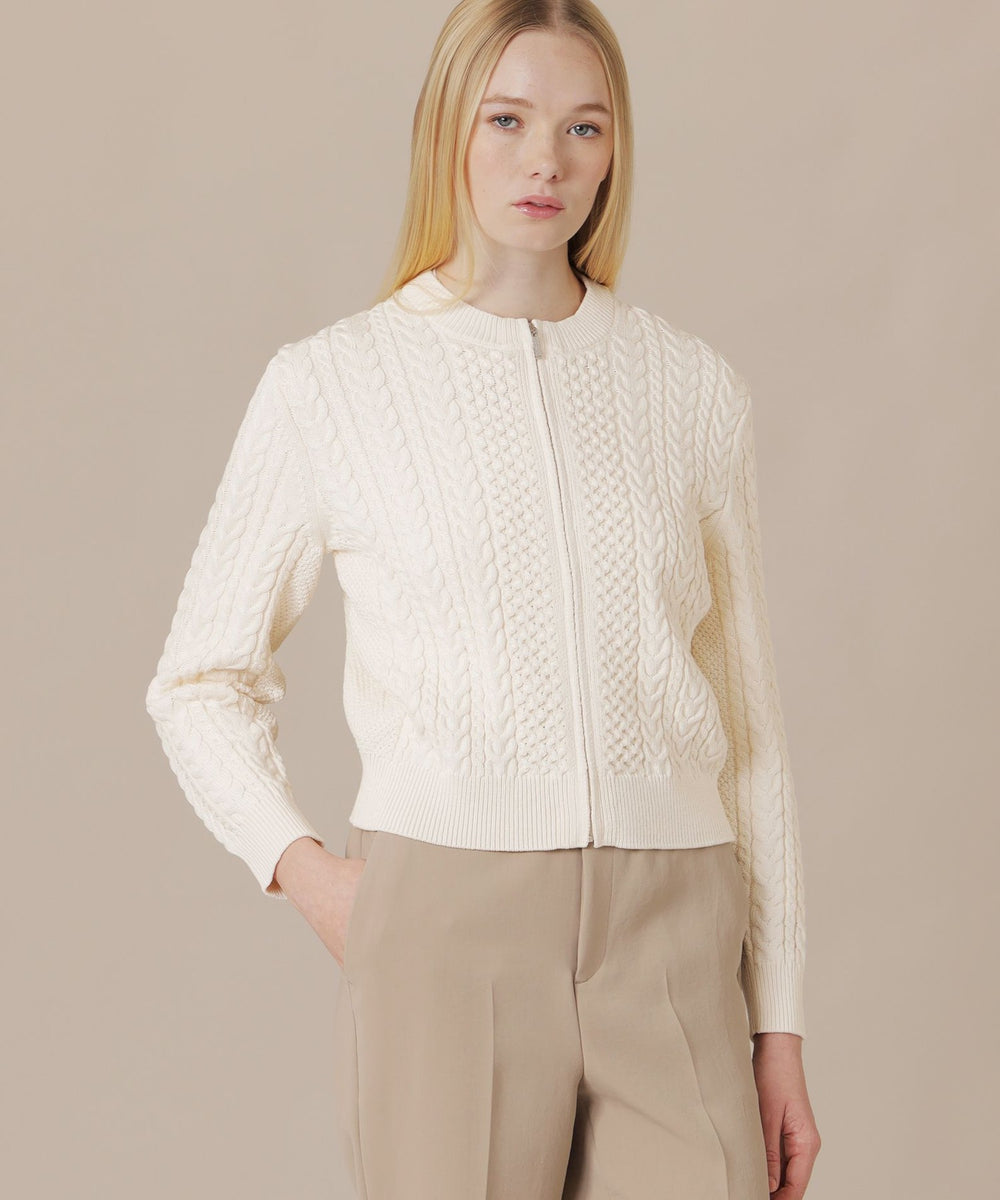 25SS マッキントッシュロンドン カーディガン ニット 白 38 M ロゴ ケーブルニットカーディガン(トップス)｜MACKINTOSH LONDON
