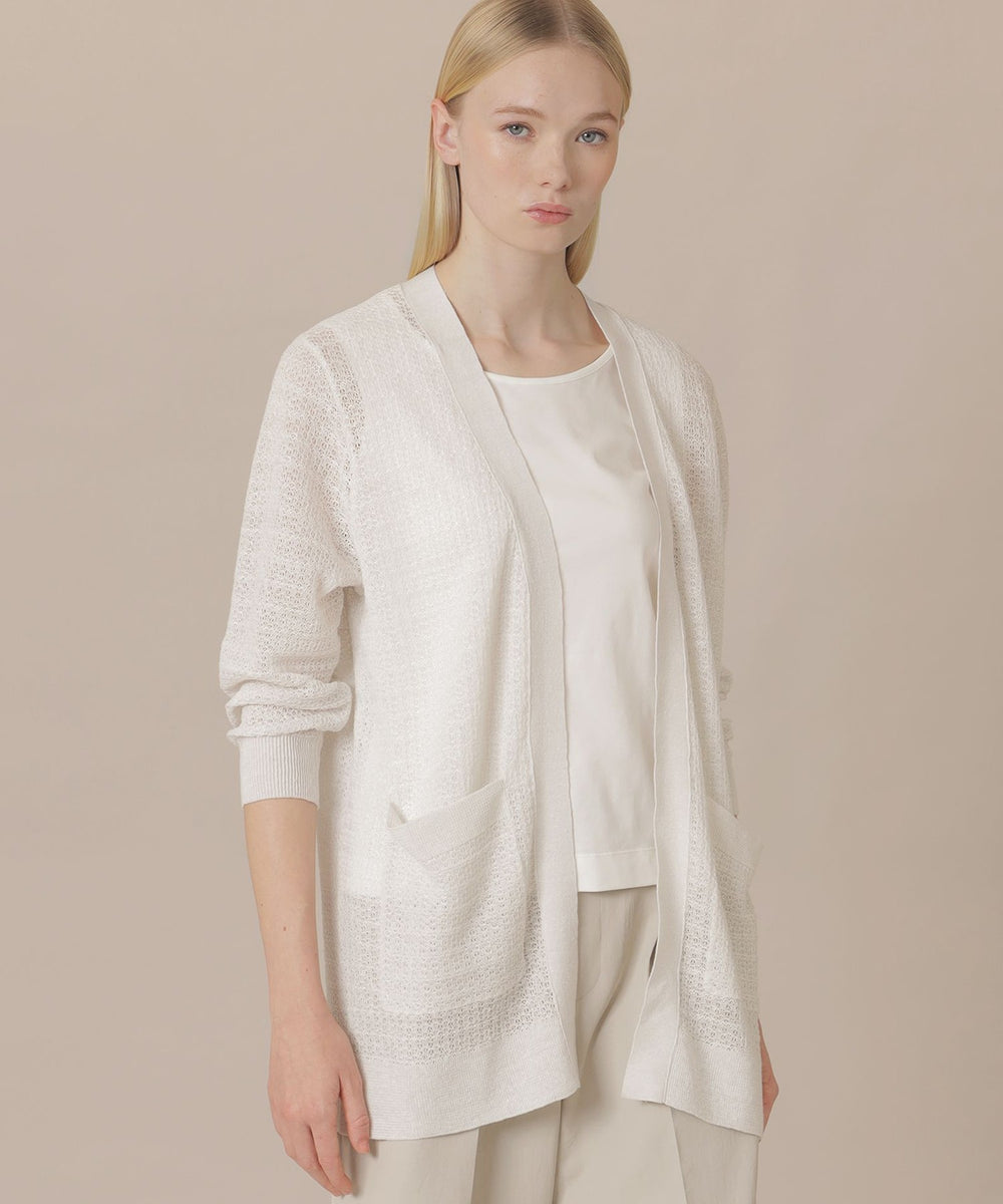 【美品】マッキントッシュロンドン　カシミヤ100% カーディガン　ホワイト ラスター麻ロングカーディガン(トップス)｜MACKINTOSH LONDON