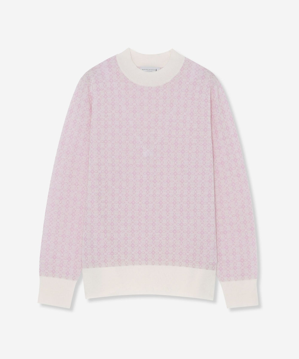 美品■マッキントッシュロンドン■リブニットアンサンブル■ピンク■38サイズ ブリリアントアンドリュージャカードニットプルオーバー(トップス