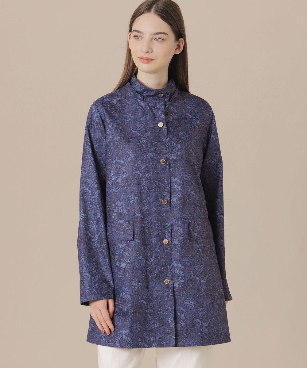 898y*美品 ブルーガール blugirl フラワープリント ライトコート. L】【BIBURY FLOWER】バイブリーレインタフタコート(コート