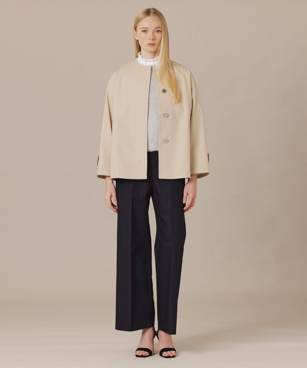 L】【ROSLEY/ロズリー】ウエザーコットンノーカラーショートコート