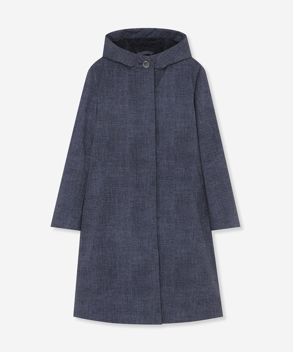 【本日限定値下げ】美品 MACKINTOSH LONDON　フード付きコート L】【ROSLEY/ロズリーフード】デニムプリントソロタフタコート(コート