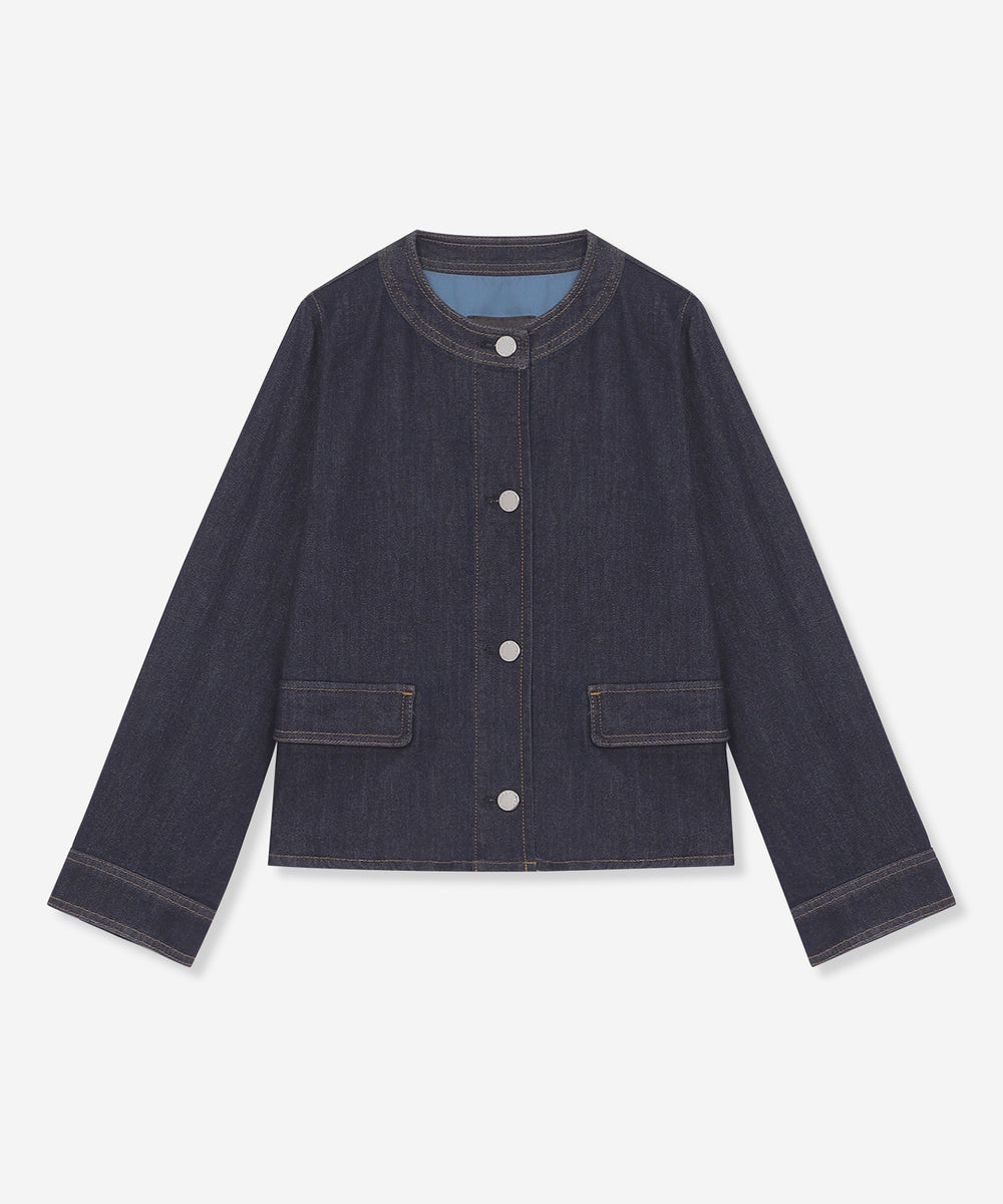 L】コットンポリエステルレーヨンデニムジャケット(ジャケット