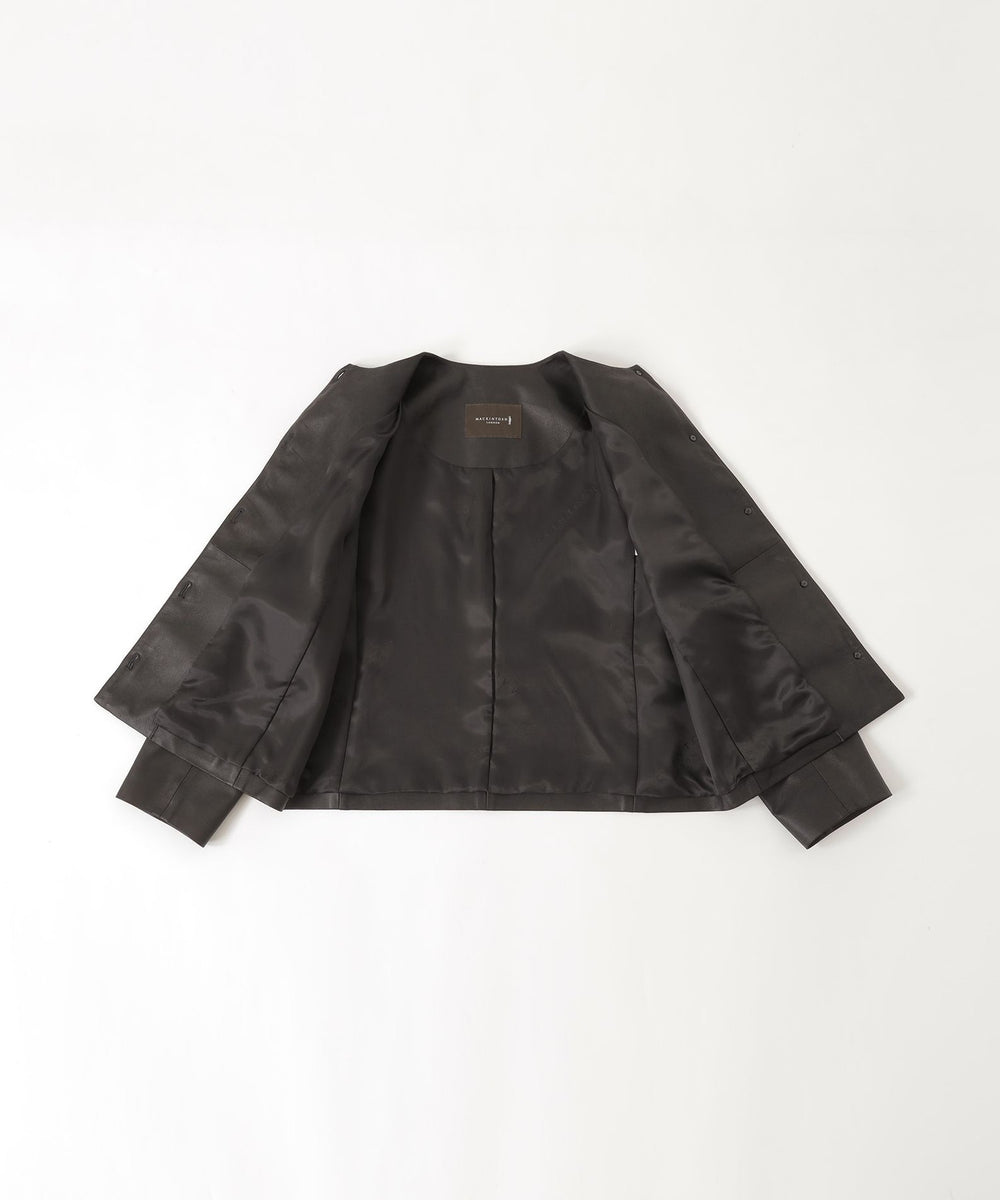 マッキントッシュロンドン 羊革　ノーカラー　ライダースジャケット 黒　38 MACKINTOSH - マッキントッシュロンドン 羊革 ノーカラー