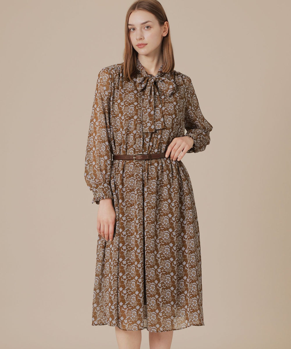 L】【BIBURY FLOWER】バイカラーバイブリークレープワンピース