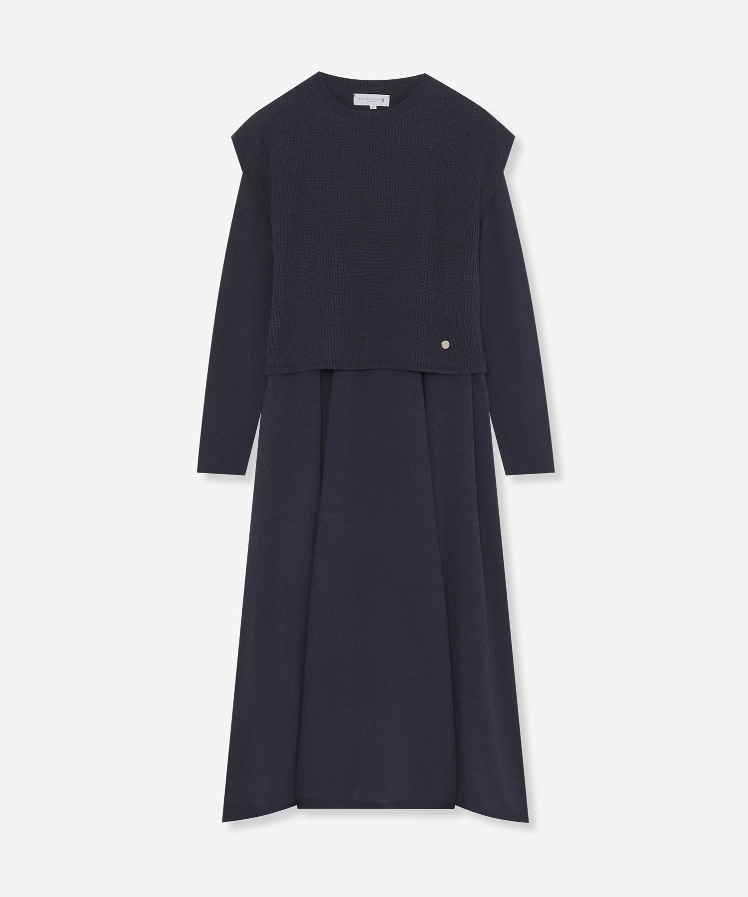 美品Macintosh Londonワンピース40 婦人画報掲載】ジオメトリックチェーンプリントワンピース(ワンピース