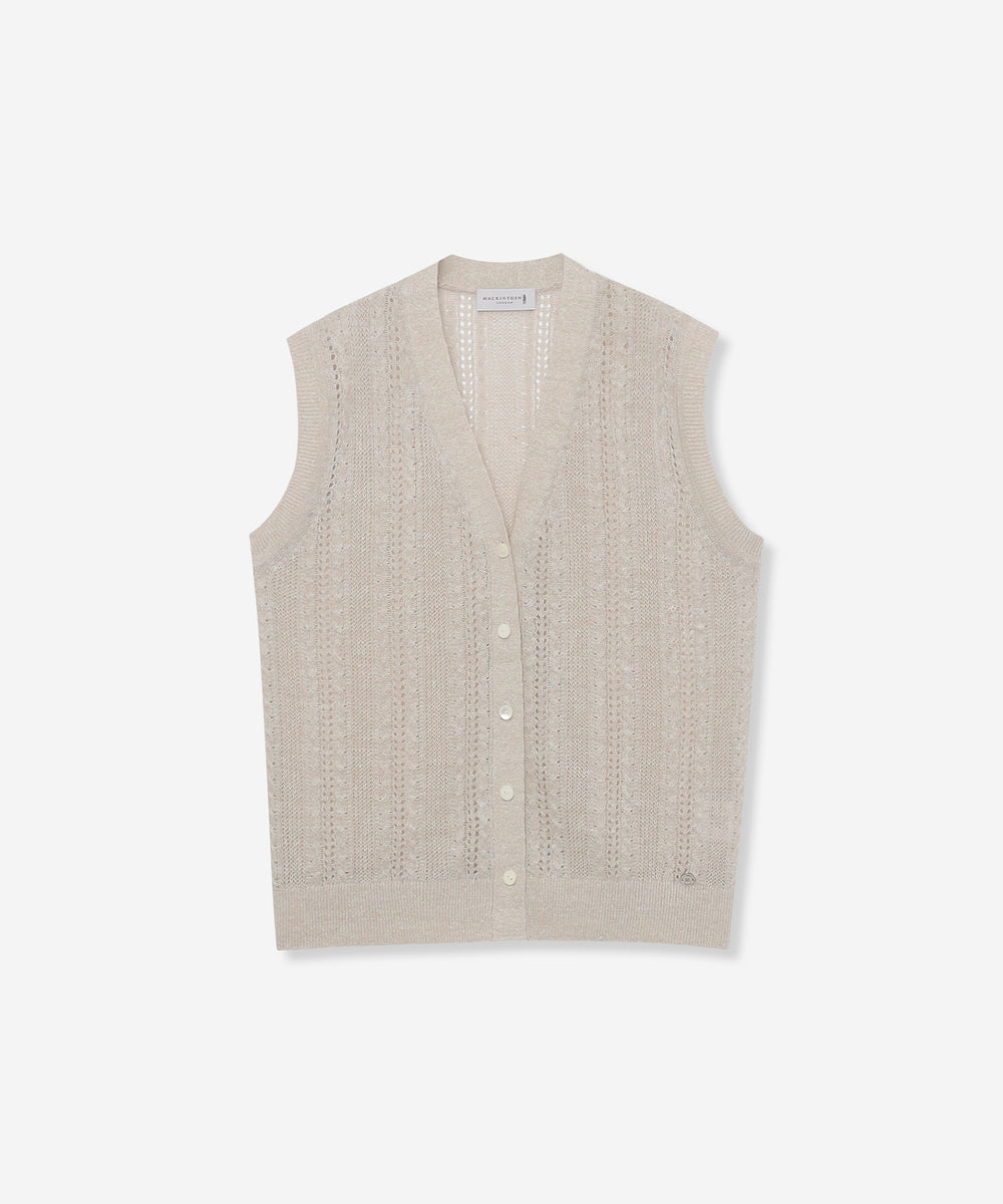 婦人画報4月号掲載】【L】ラスターリネンニットベスト(トップス
