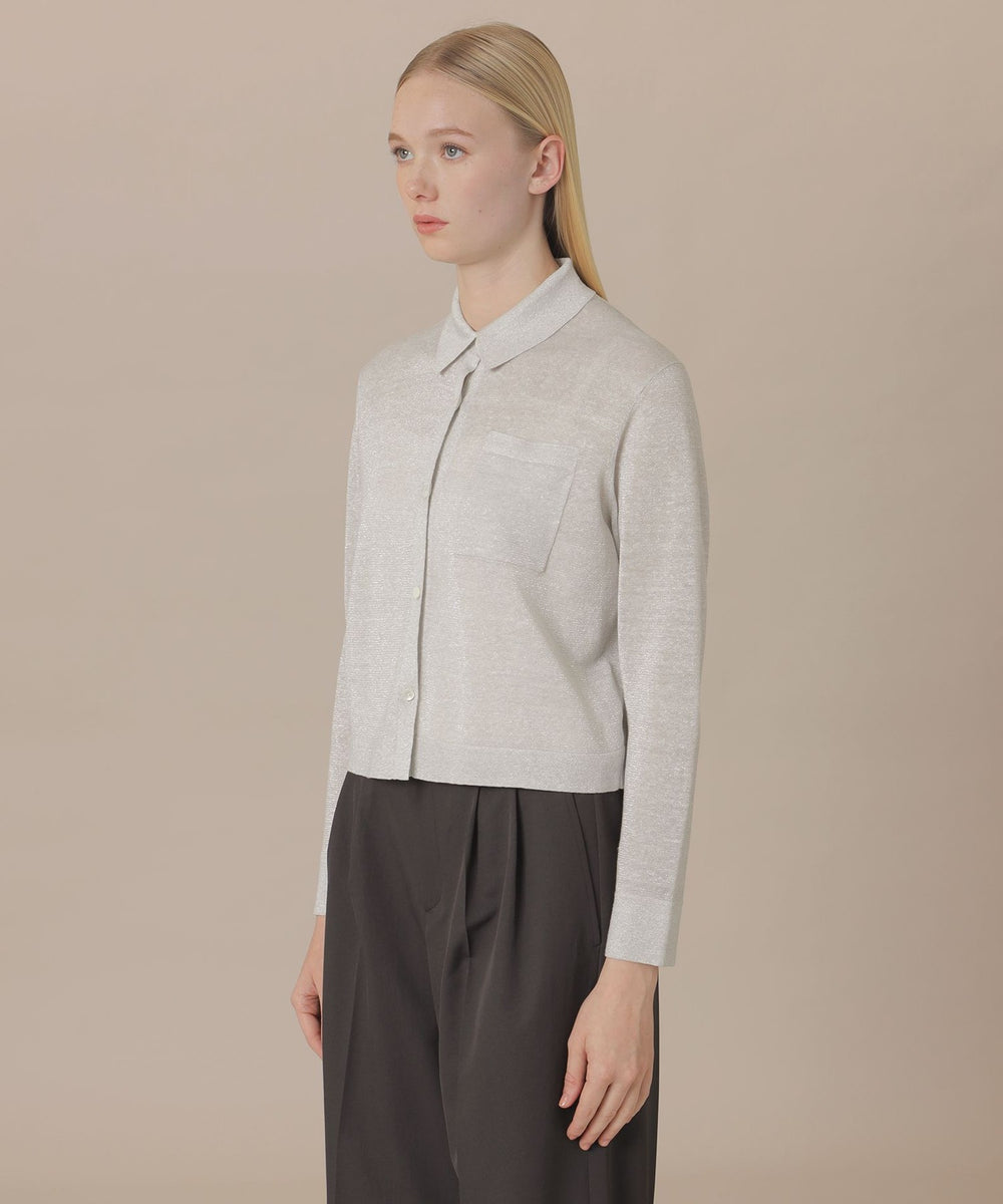 婦人画報4月号掲載】【L】シャイニーリネンニットシャツ(トップス