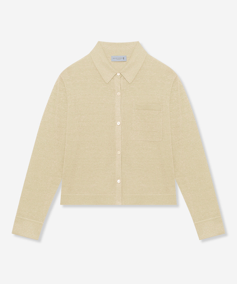 婦人画報4月号掲載】【L】シャイニーリネンニットシャツ(トップス